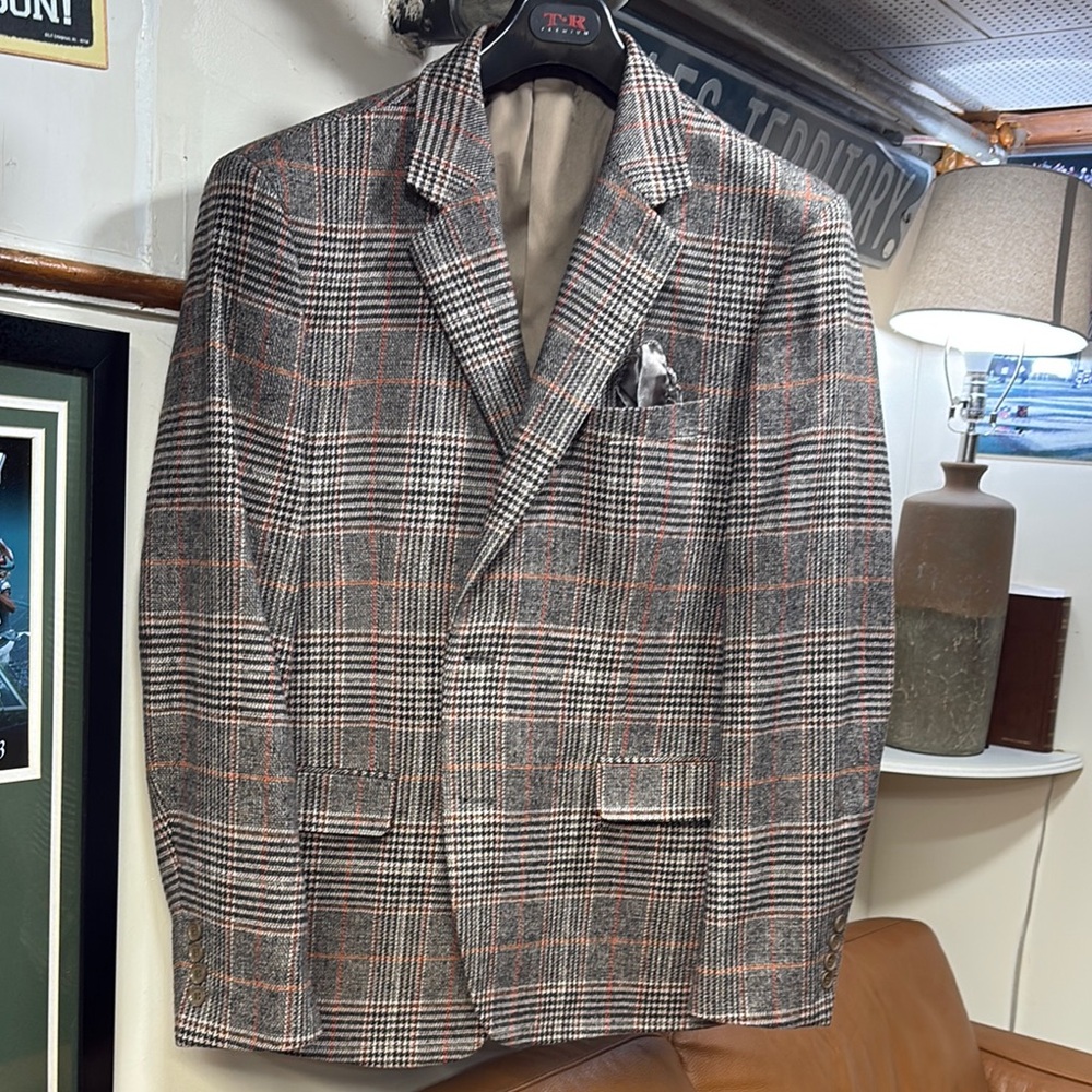 Men's Gray Plaid Blazer